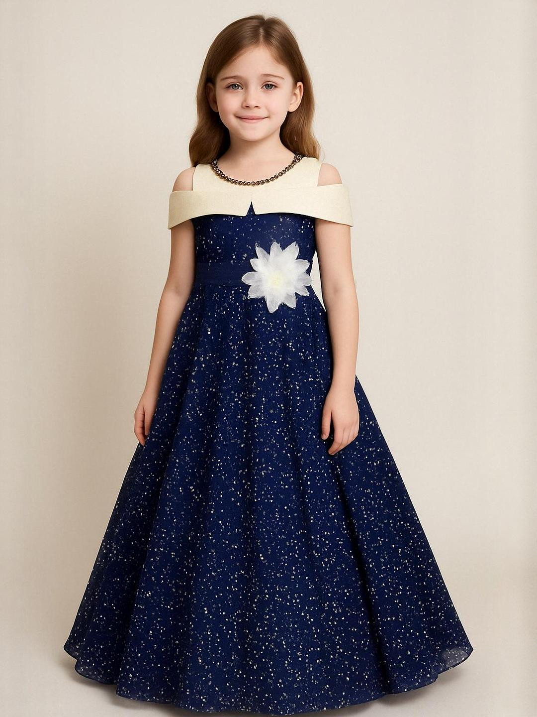 My Lil Princess Embellished Cold-Shoulder A-Line Maxi Dress