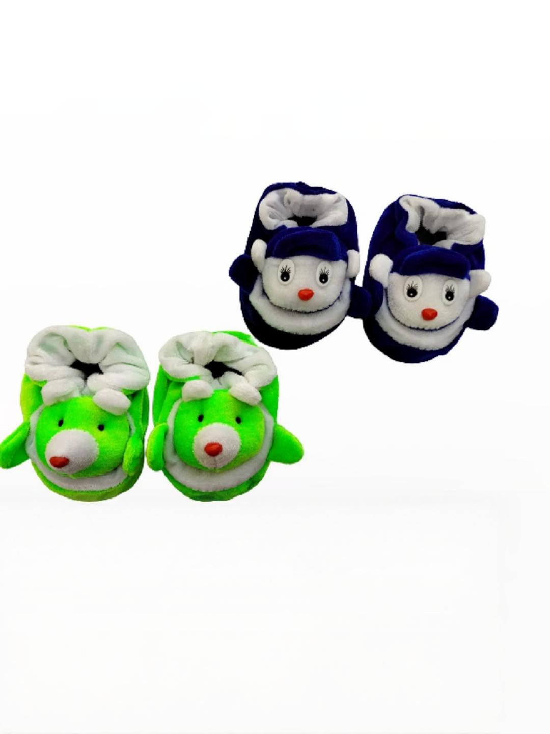 LMN Child Care Unisex Light Green & Blue Pack of 2 Booties