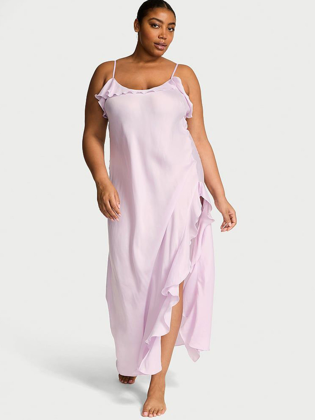 Victoria's Secret Women Ruffle Shoulder Straps Maxi Nightdress