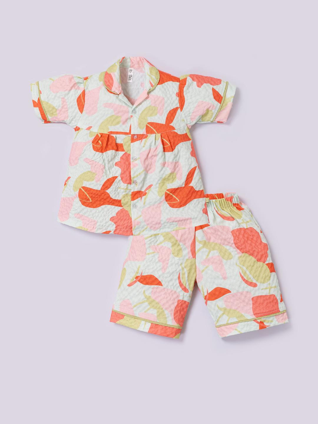 THE TORN Girls Printed Half Sleeve Night suit