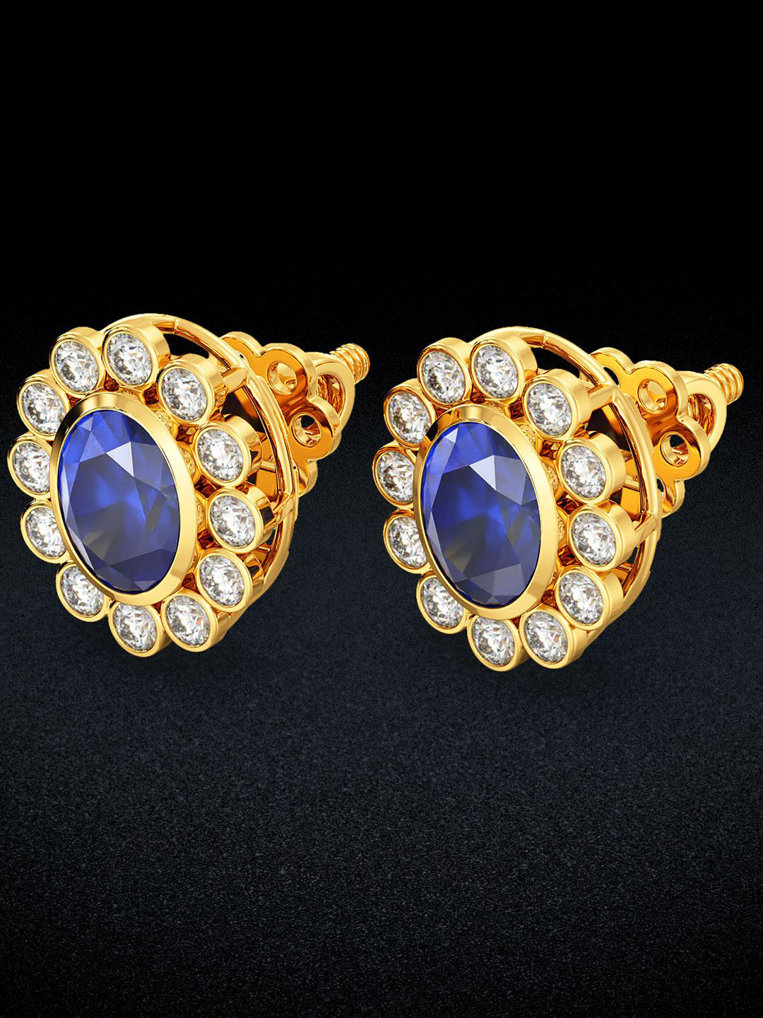 Joyalukkas Gemstone Floral Ear Stud-3.76 gms