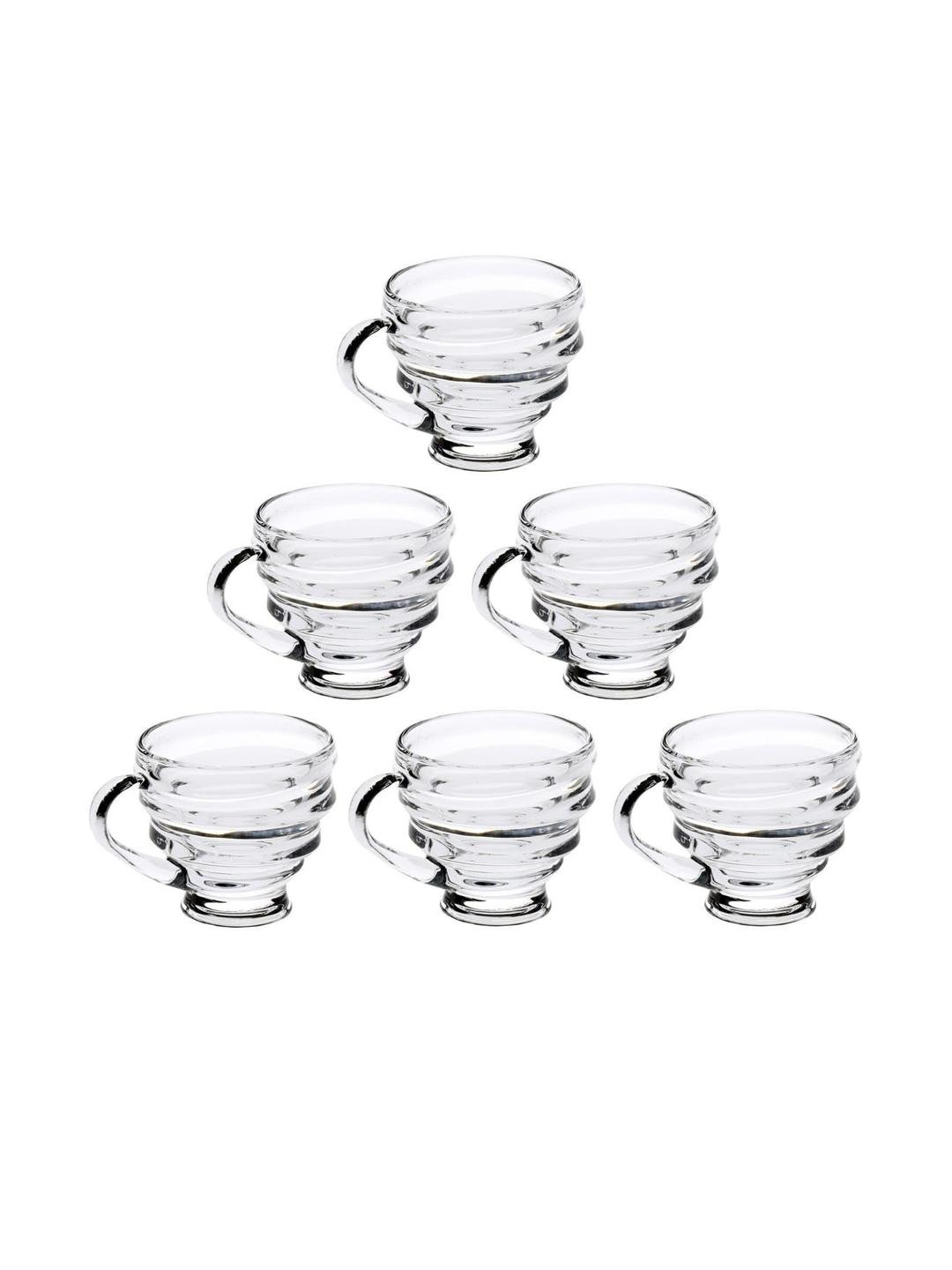 Somil Clear Glass Coffee & Tea Cup / Mug (150 Ml), Enjoy Your Drink in Style, 8.5 X 11 X 8 Cm, Pack of 6
