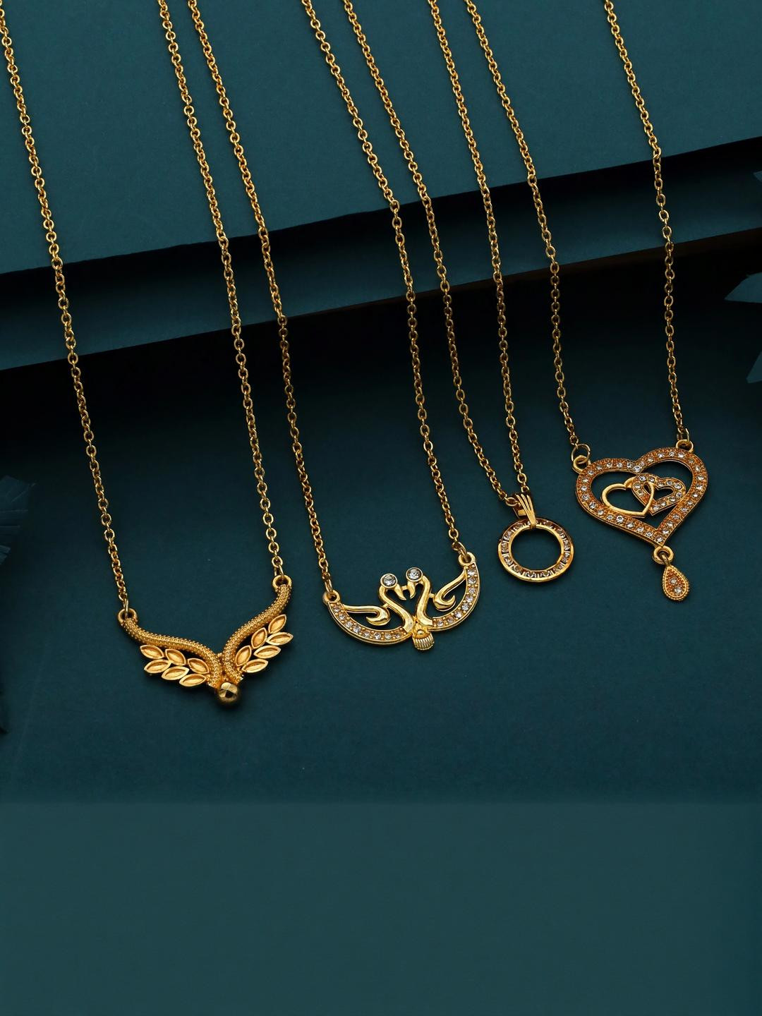 Anouk Women Set Of 4 Brass Gold-Plated With Artificial Stones Chains