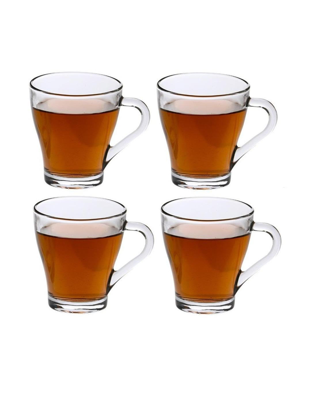 Somil Clear Glass Coffee & Tea Cup / Mug (240 Ml), Enjoy Your Drink in Style, 8.3 X 10.3 X 9.5 Cm, Pack of 4