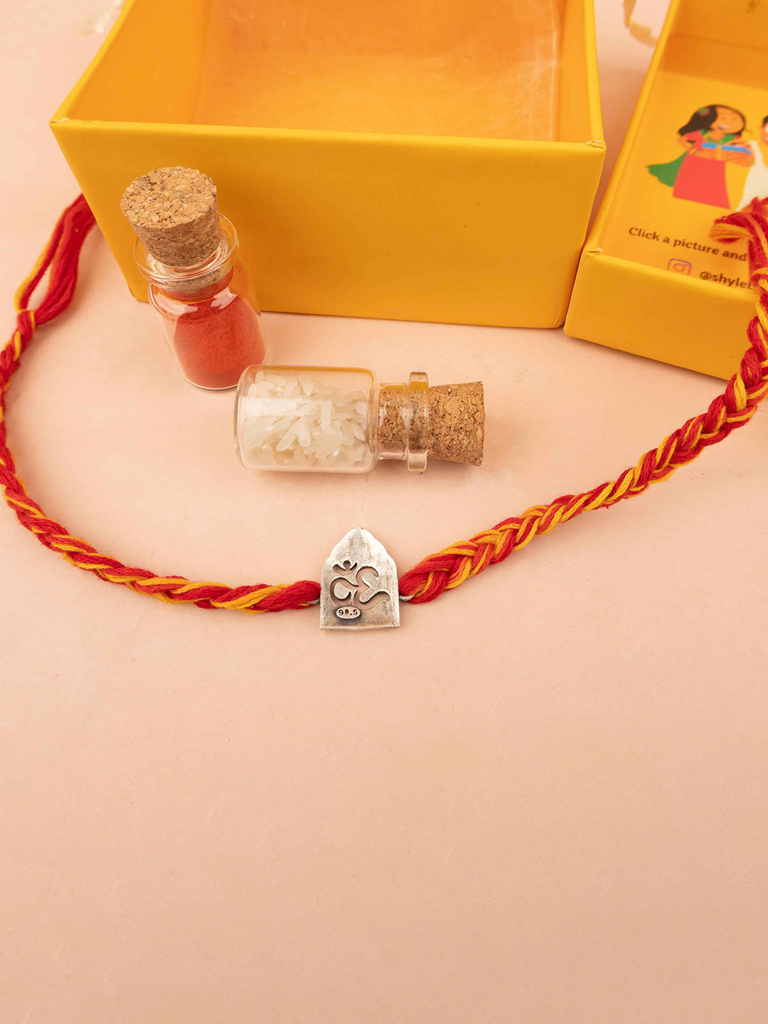 Shyle 925 Sterling Silver Shiva Shubh Om Thread Rakhi