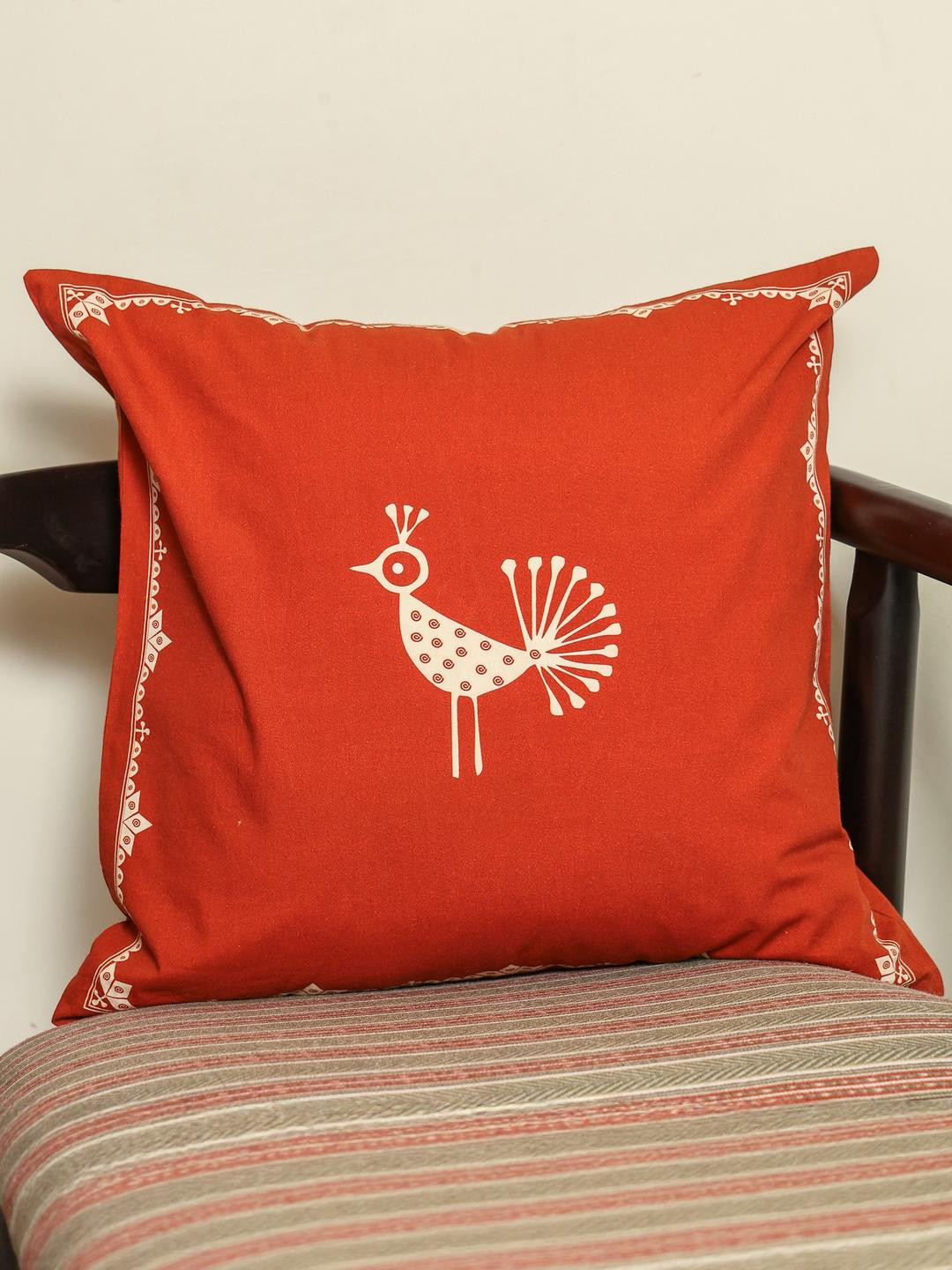 Crown of Poppies Rust Geometric Square Cushion Covers