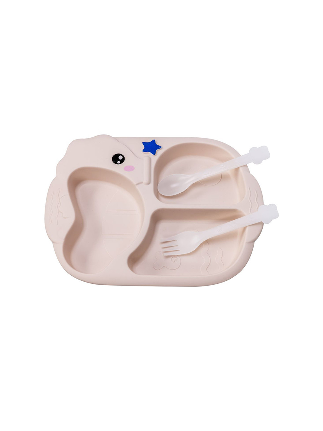 Adore Kids 3Pcs Cream-Colored & White Textured Baby Utensils Set