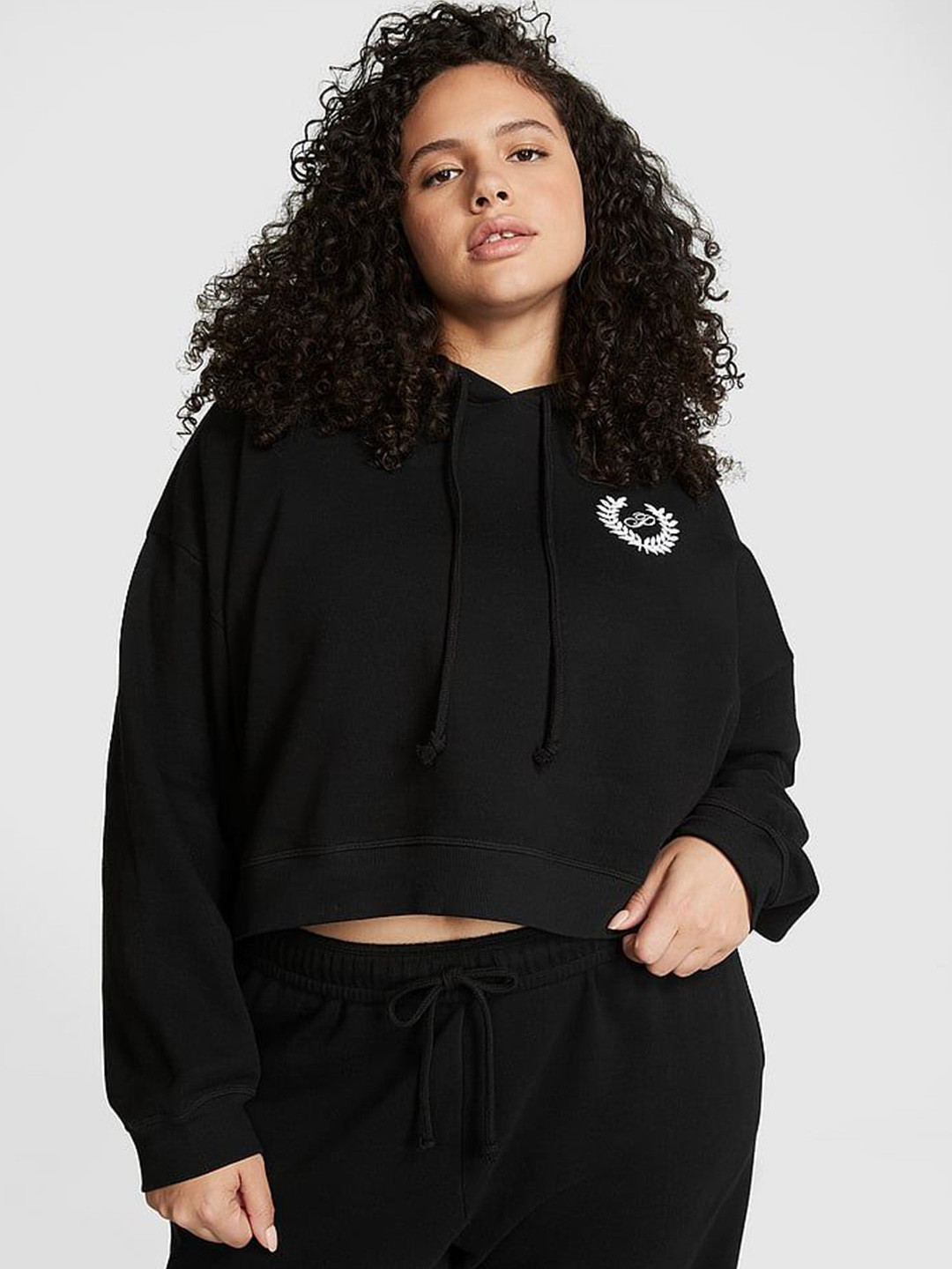 Victoria's Secret Women Plus Size Cropped Sweatshirt With Embroidered Details