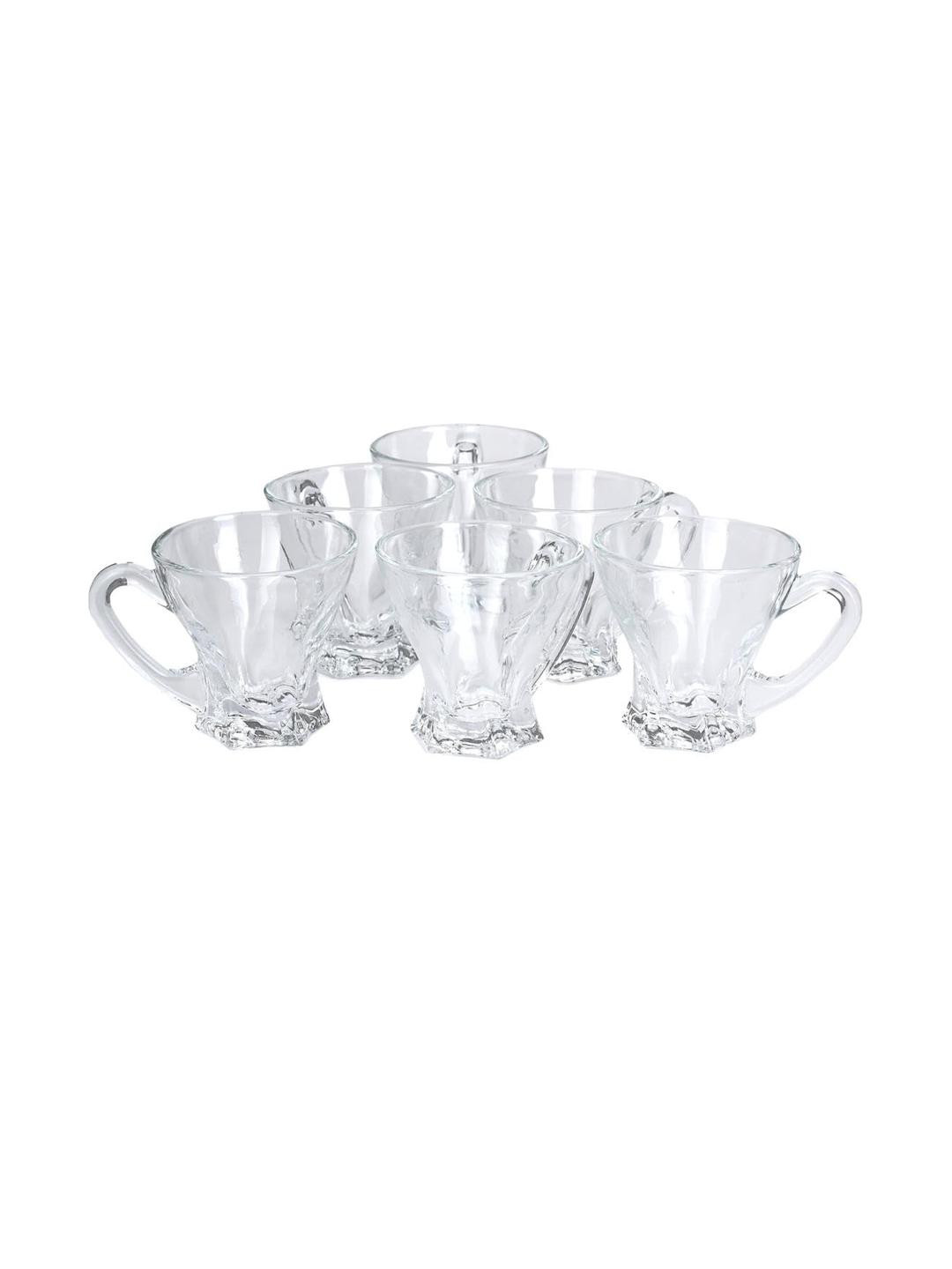 Somil Clear Glass Coffee & Tea Cup / Mug, Enjoy Your Drink in Style, Pack of 6, 80 Ml, 8 X 10.3 X 7.8 CM