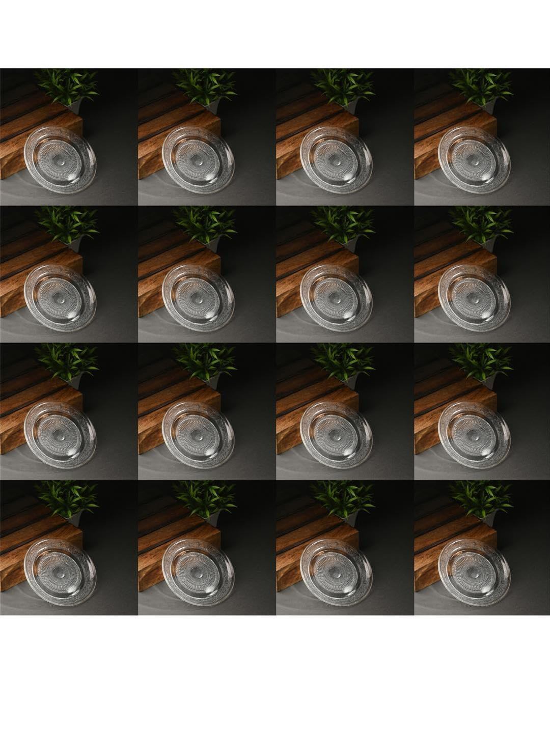 SOMIL Set Of 16 Floral Glass Plates