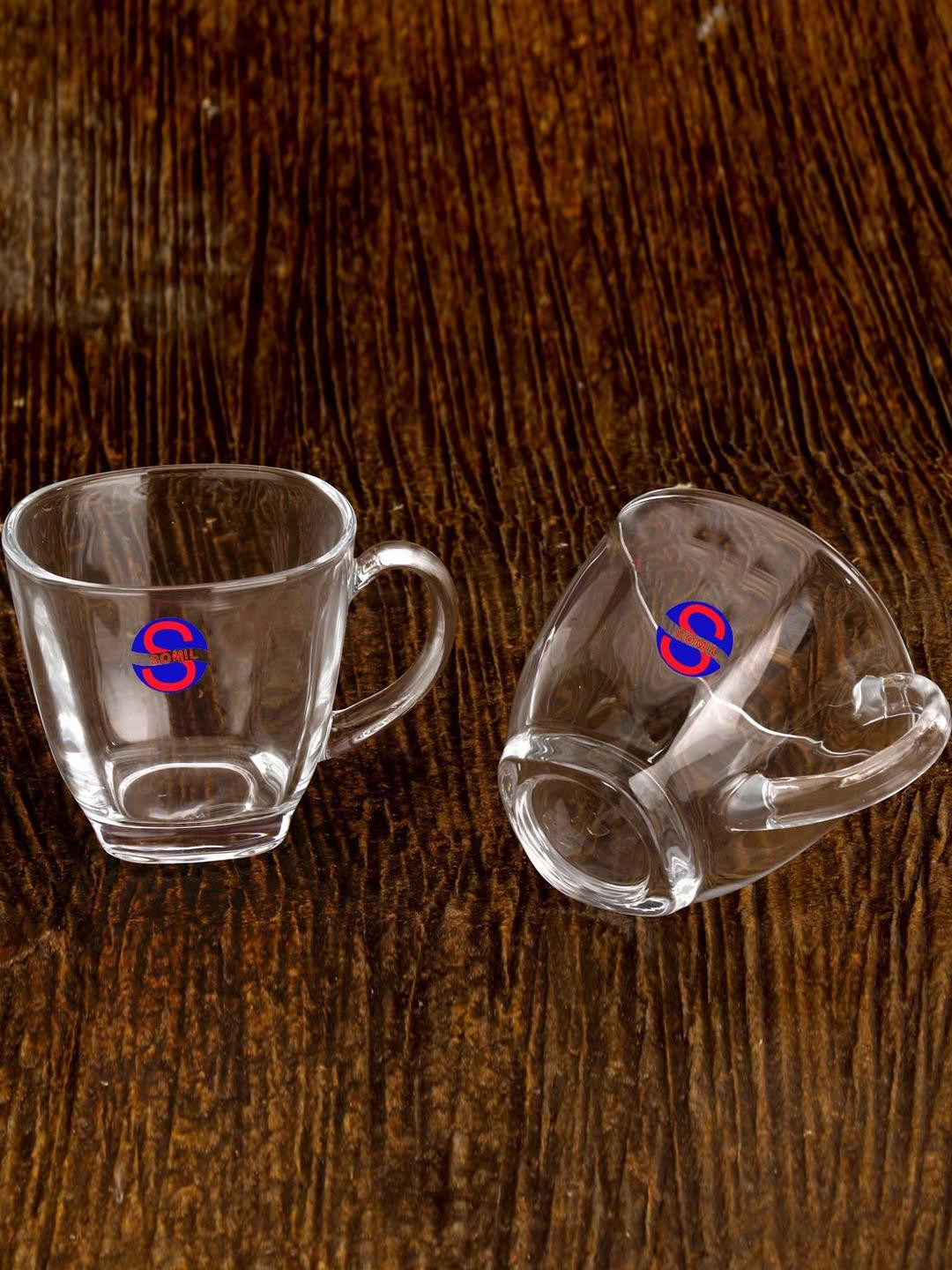 Somil Clear Glass Coffee & Tea Cup / Mug, Enjoy Your Drink in Style, Pack of 2, 180 Ml, 7 X 10 X 10 CM