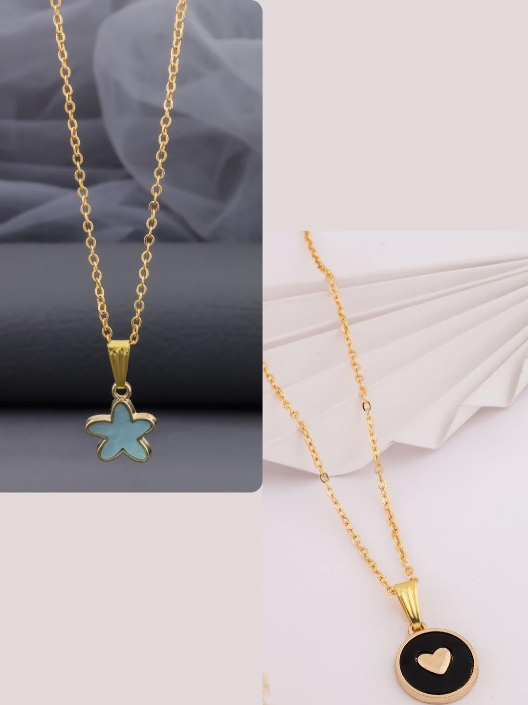 DressBerry Set of 2 Charms Gold-Plated Necklace