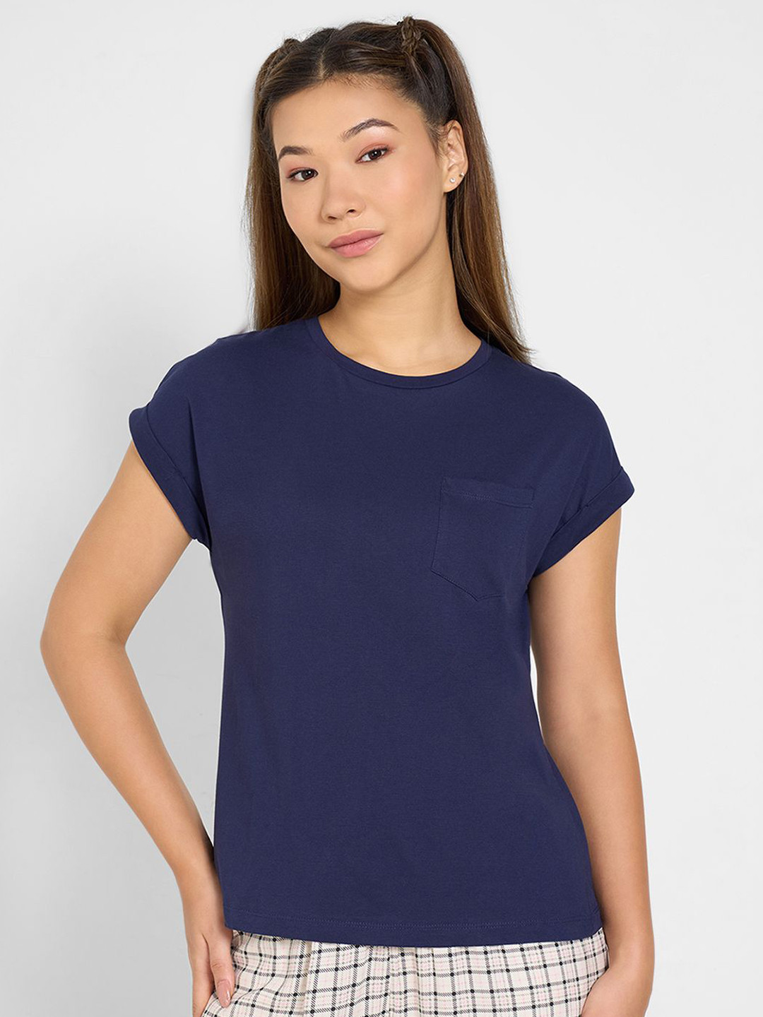 Dreamz by Pantaloons Pure Cotton Round Neck Half Sleeve Lounge T-Shirt