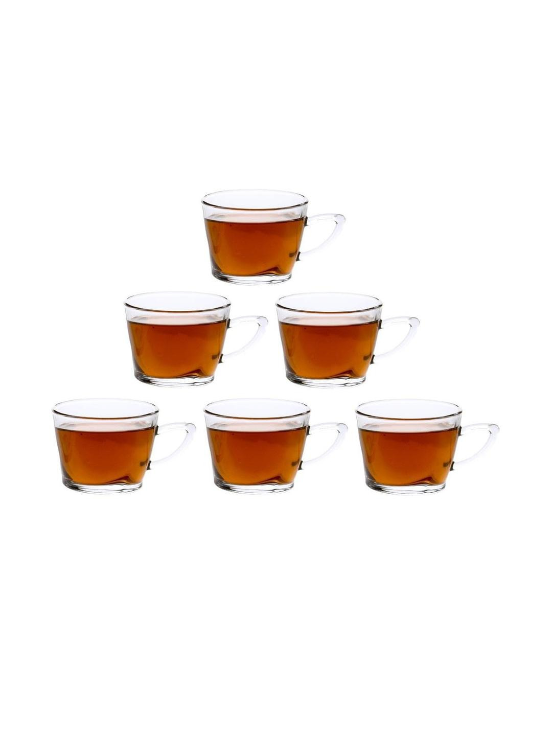 Somil Clear Glass Coffee & Tea Cup / Mug (170 Ml), Enjoy Your Drink in Style, 8.5 X 11.5 X 6.7 Cm, Pack of 6