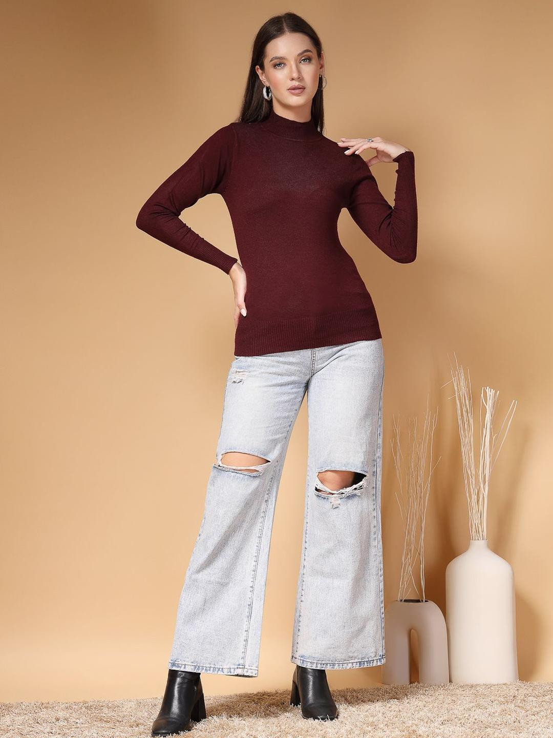 Mafadeny Women Turtleneck Knit Top