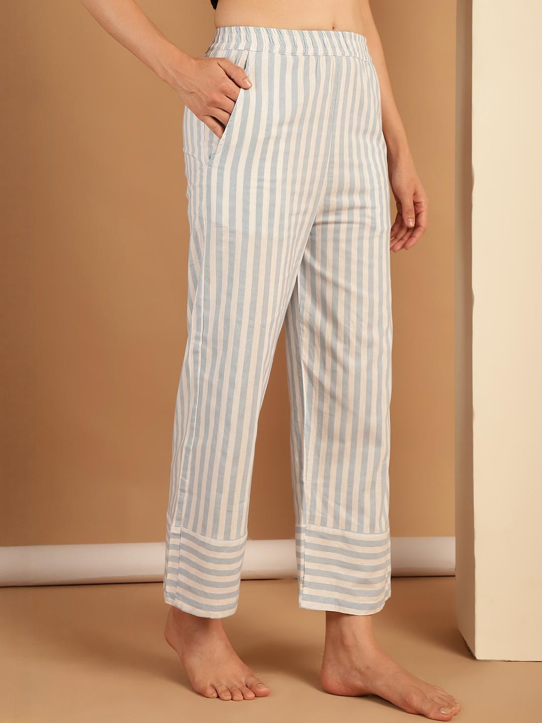 Overlock Women Regular Fit Striped Parallel Lounge Pants