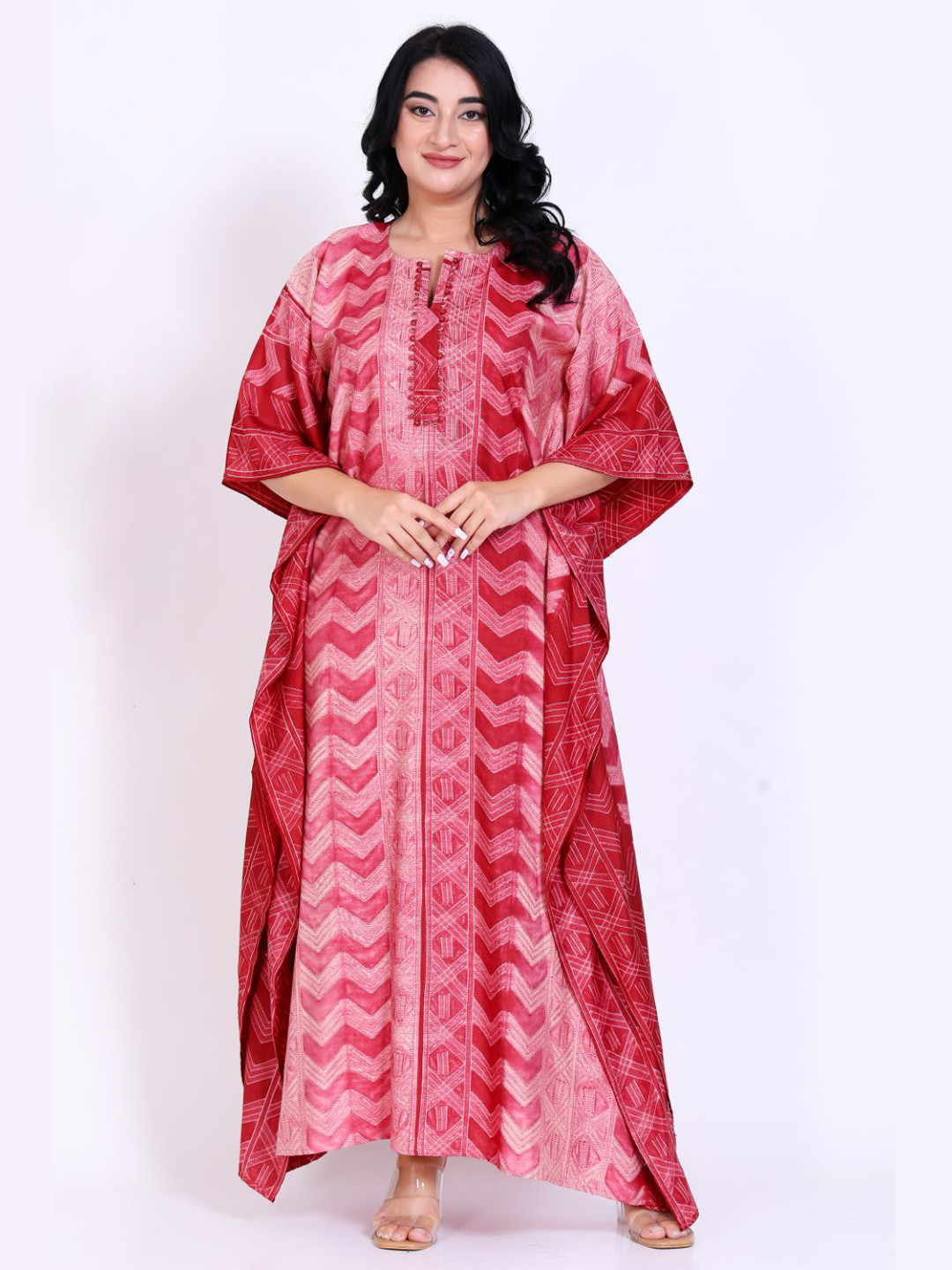 SILK N STYLES Printed Maxi Kaftan Nightdress