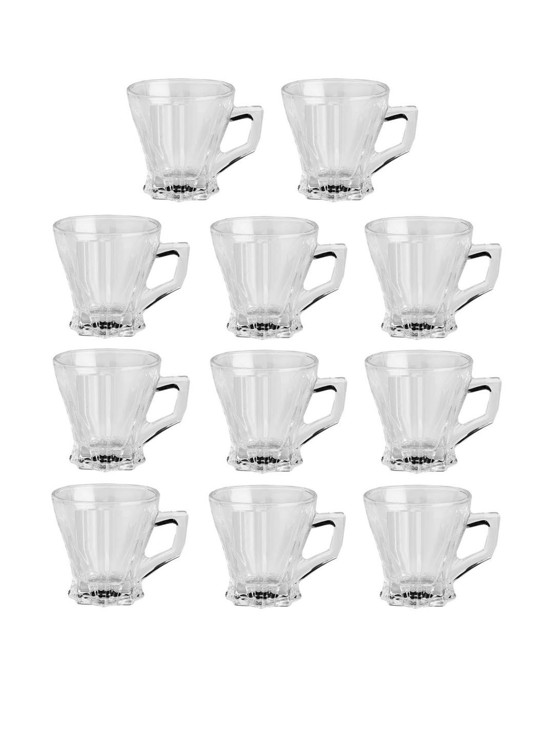 Somil Clear Glass Coffee & Tea Cup / Mug (120 Ml), Enjoy Your Drink in Style, 17.8 X 9.7 X 8 Cm, Pack of 11
