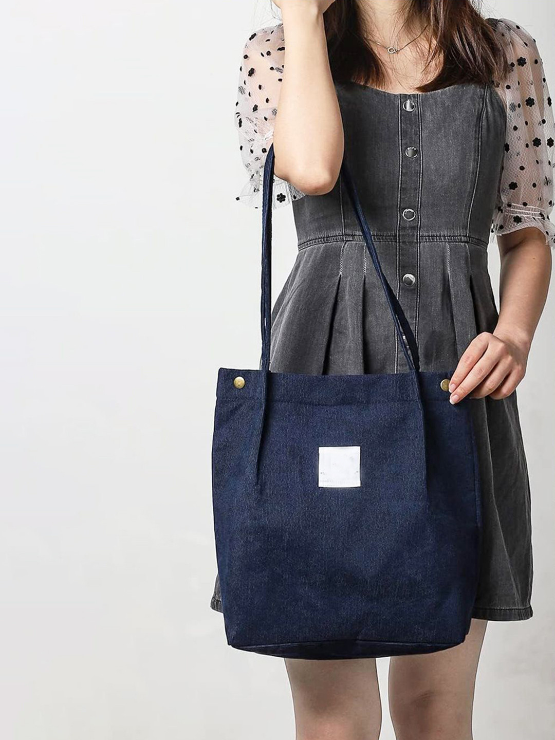 MOMISY Structured Applique Bucket Tote Bag