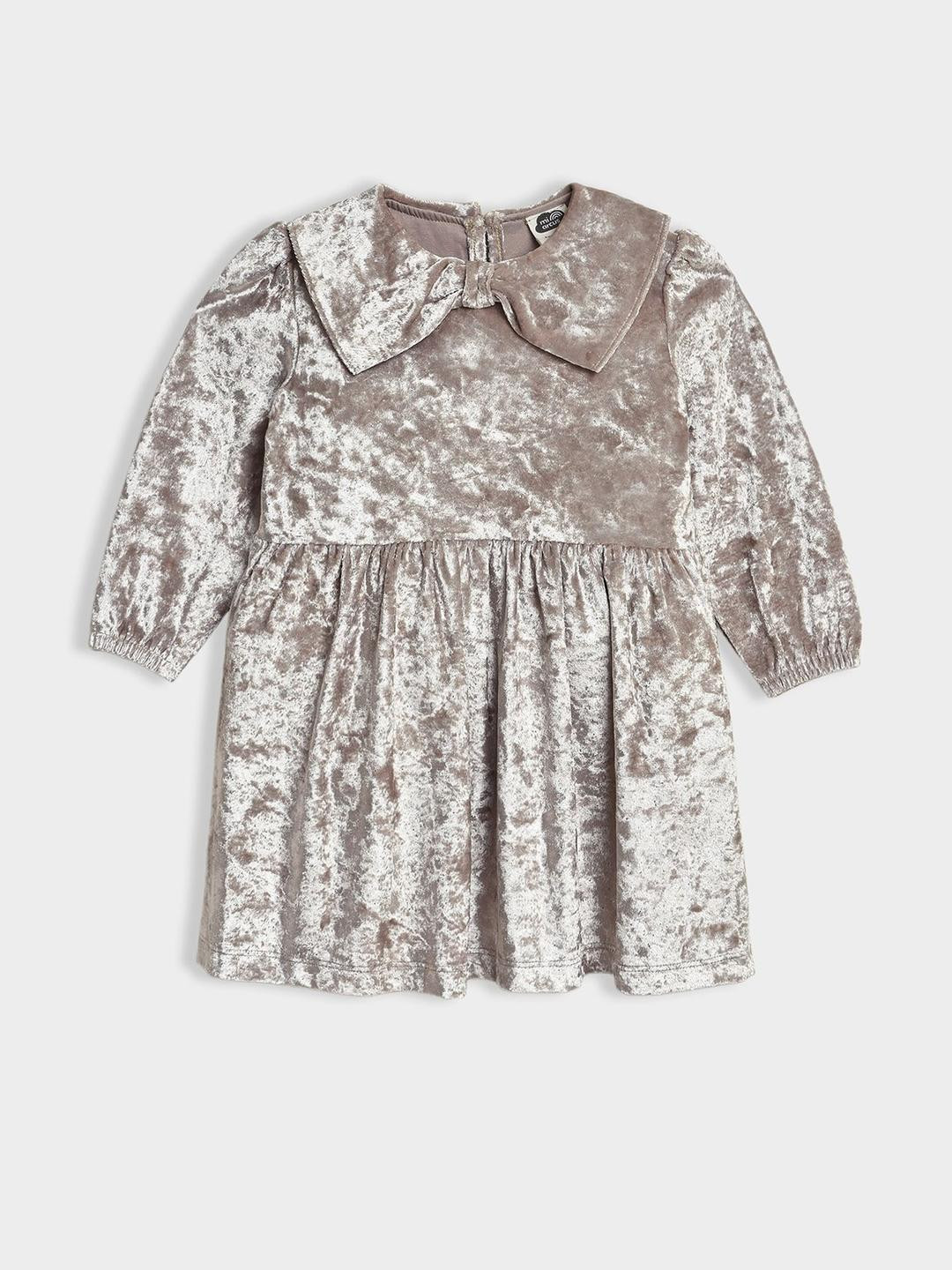 MiArcus Girls Peter Pan Collar Puff Sleeve Fit & Flare Dress