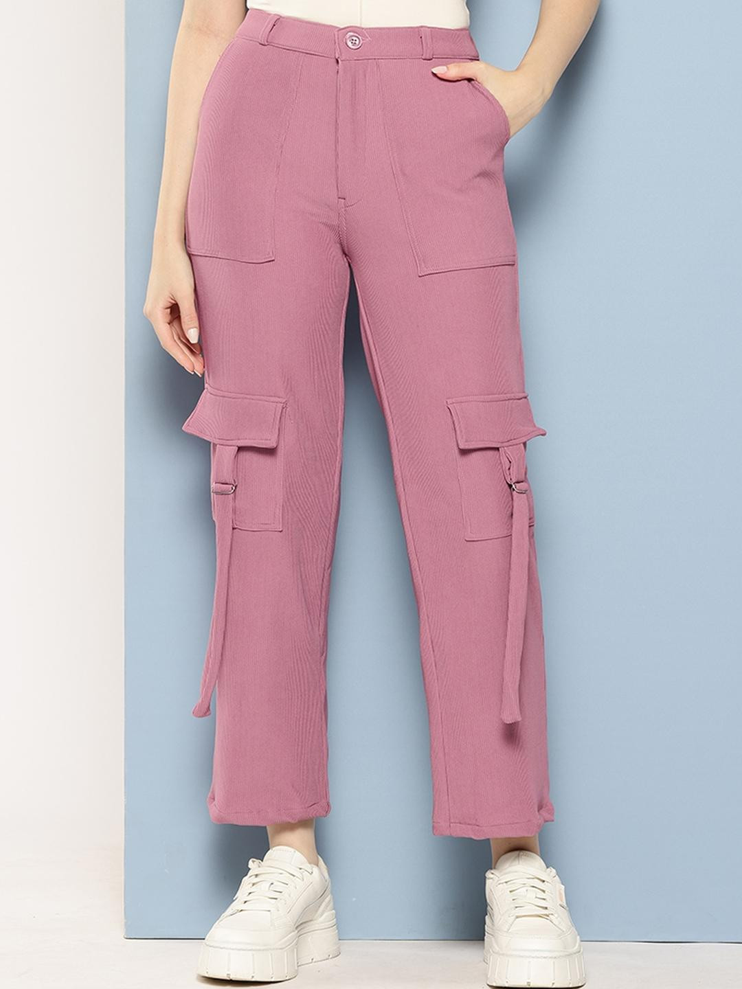 Girls Casual Wear Purple Colour Solid Nylon Pant