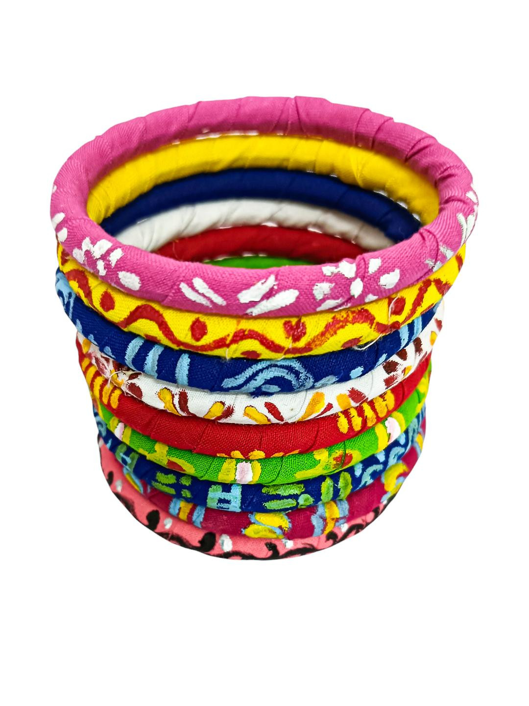 SOUNDARYA BOUTIQUE Pack Of 9 Multicolor Handcrafted Boho Bangles Set
