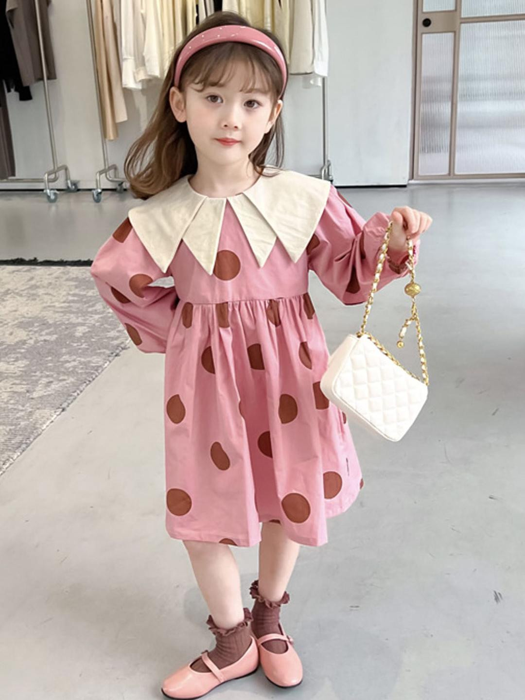 LULU & SKY Girls Geometric Printed Above the Keyboard Collar Cotton Fit and Flare Dress