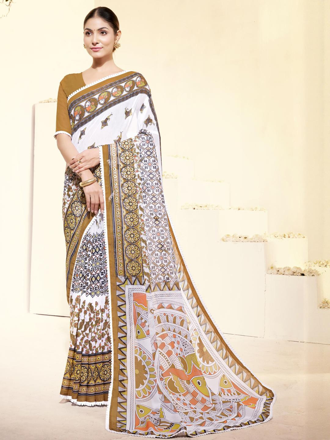 Garden Vareli Pure Georgette Patola Saree