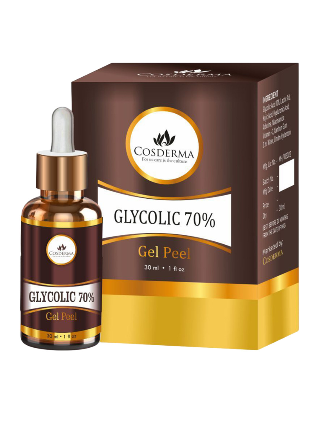 COSDERMA Glycolic 70% Gel Peel With Tea Tree Extract - 30 ml