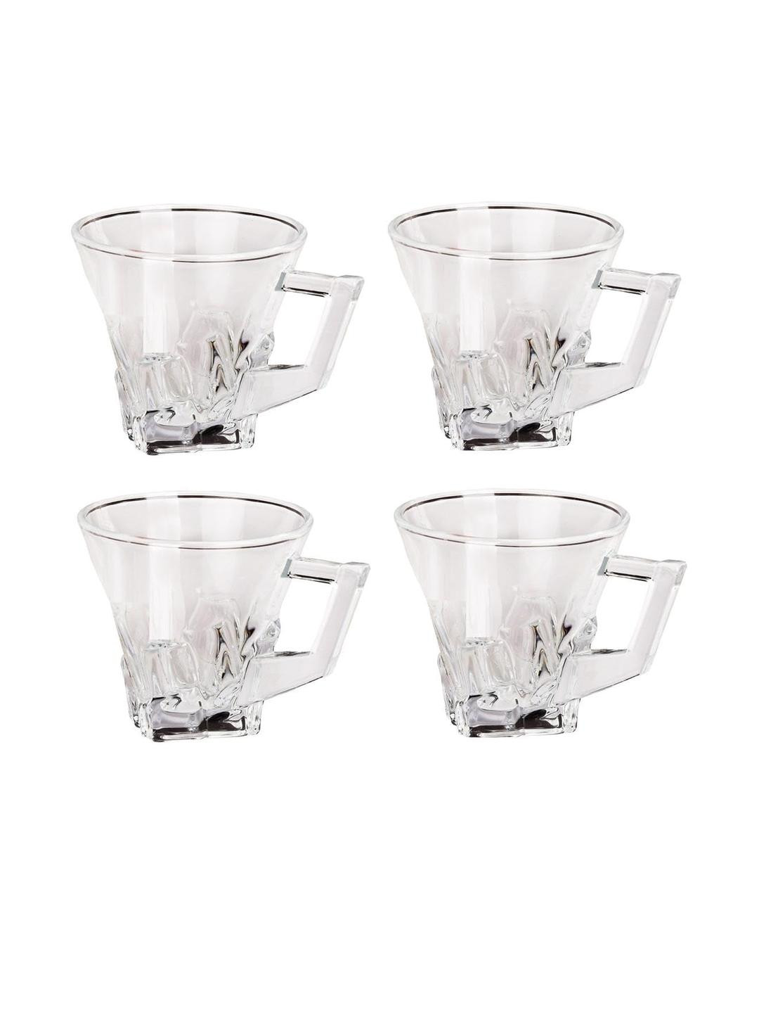Somil Clear Glass Coffee & Tea Cup / Mug (100 Ml), Enjoy Your Drink in Style, 8.2 X 11 X 8 Cm, Pack of 4