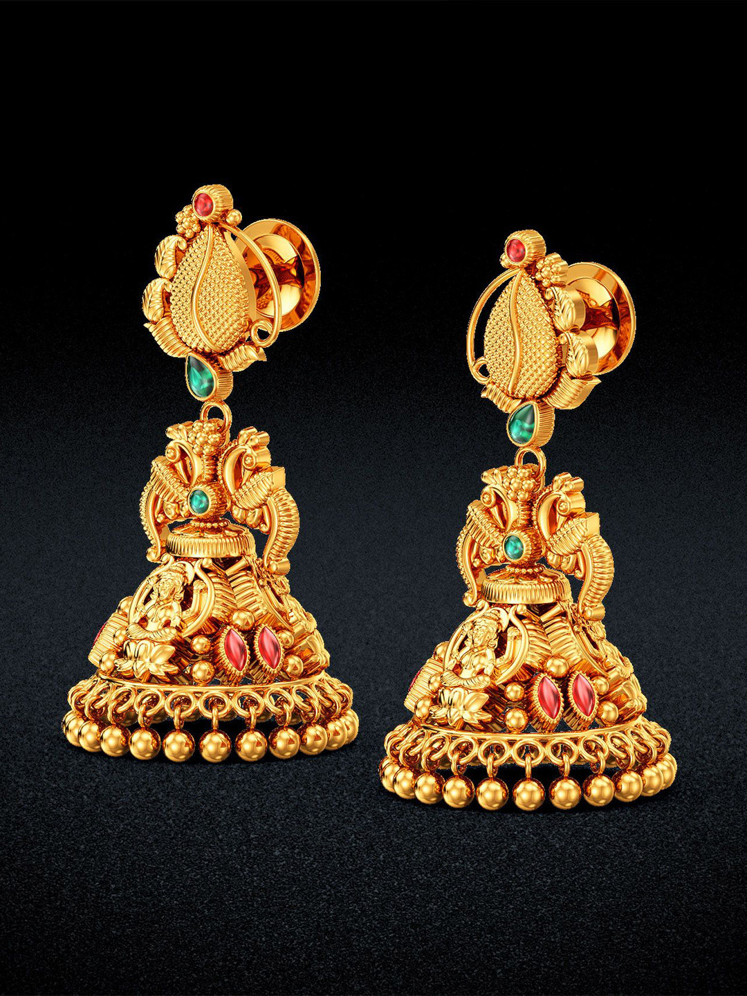 Joyalukkas Lakshmis Feathered Elegance Gold Jhumkas- 11.11 gms