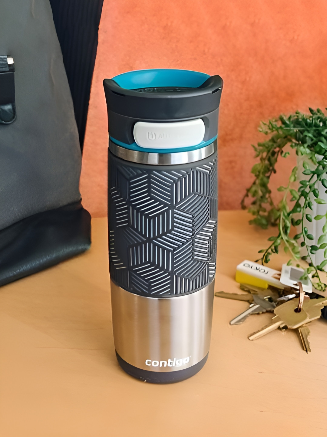 Contigo Blue & White Abstract Printed Stainless Steel Tumbler 470 ml