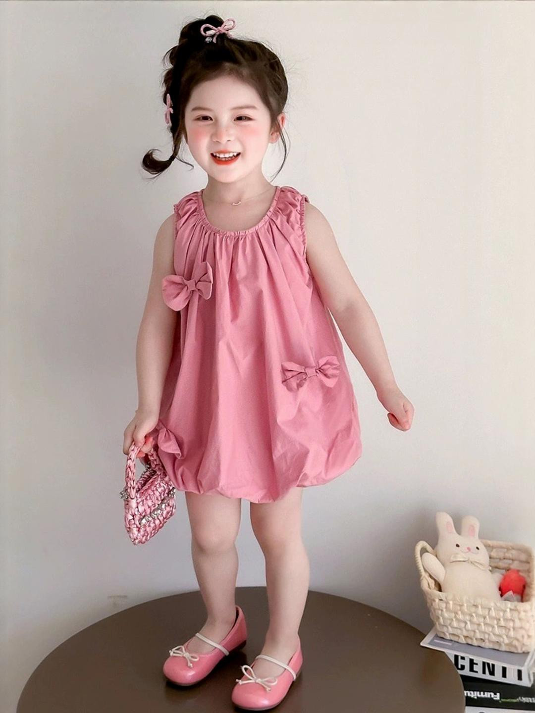 LULU & SKY Girls Balloon Dress With Bow