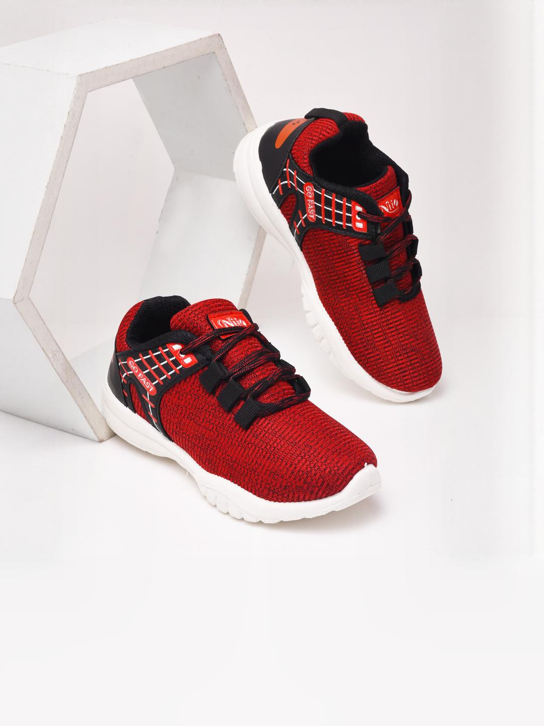 PU-PINE Boys Red Textured Sneakers