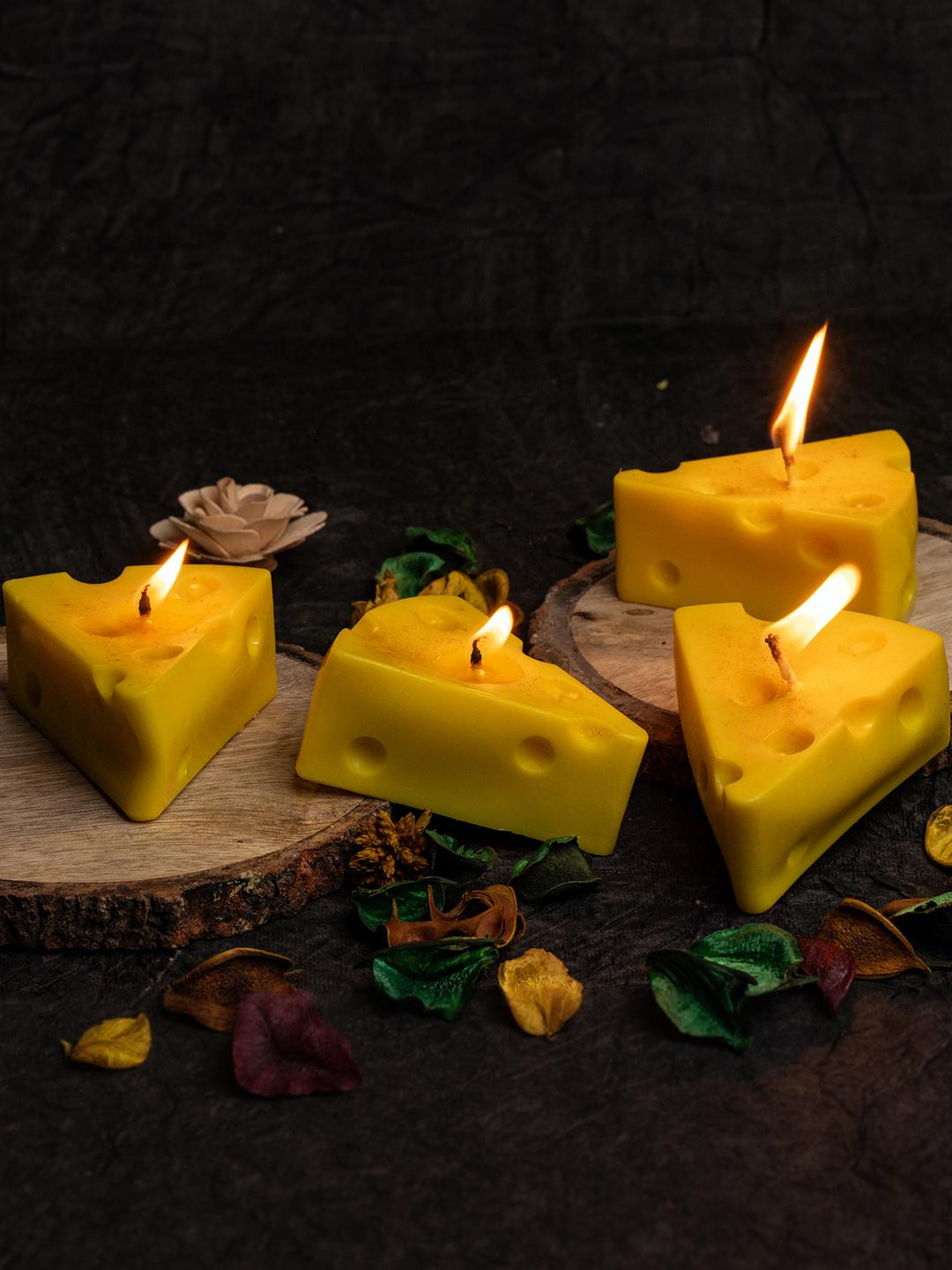 gabrunaari Set of 4 Yellow Cheese  Scented Candle