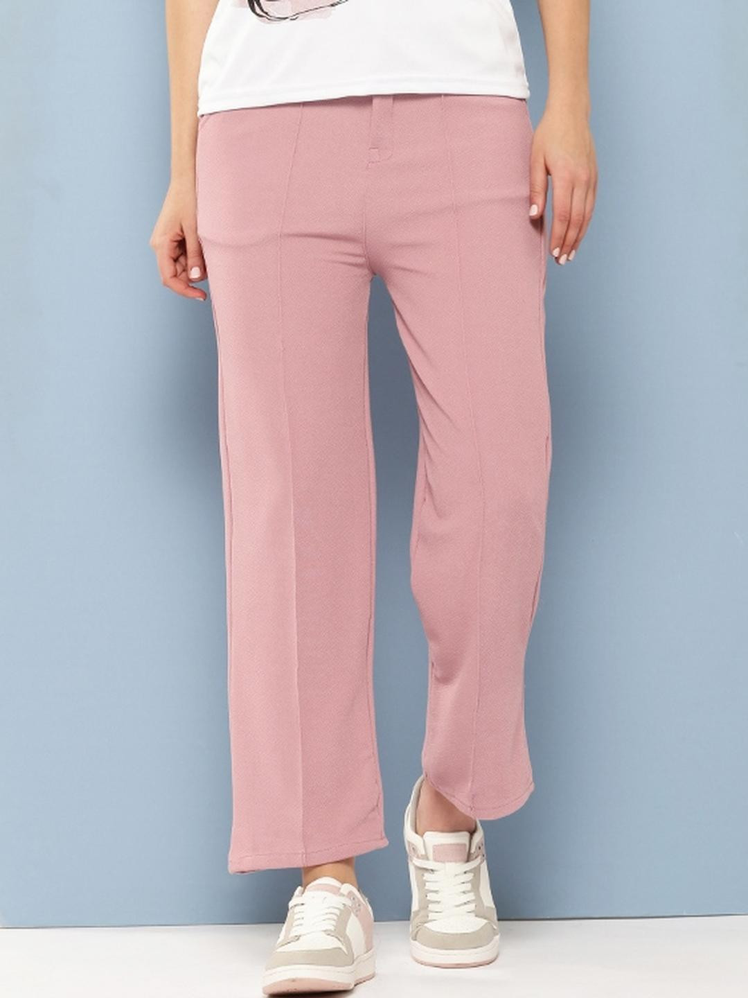Girls Casual Pink Colour Solid Nylon Pant