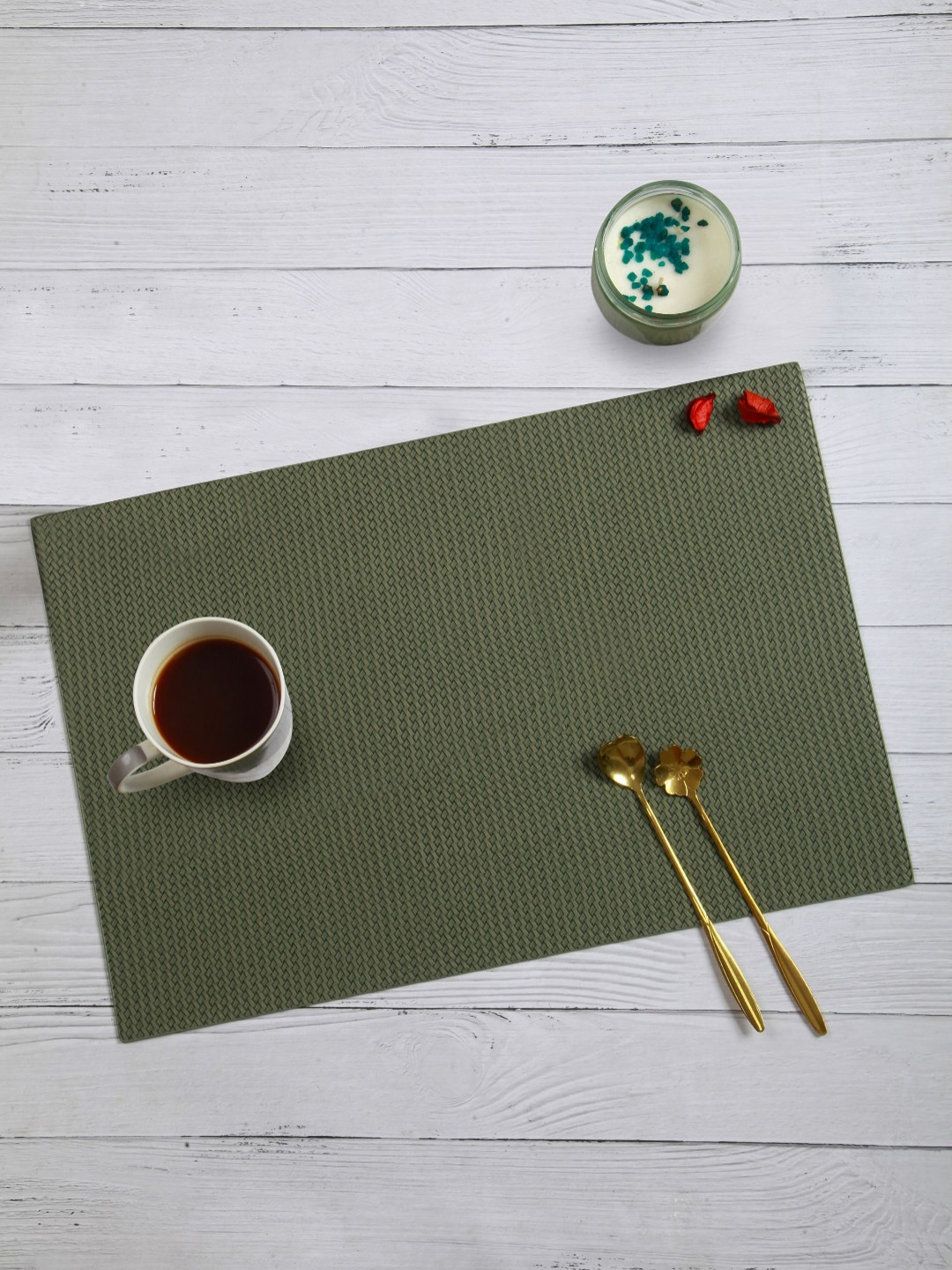 OBSESSIONS 6-Pcs Olive-Green Dining Table Placemats