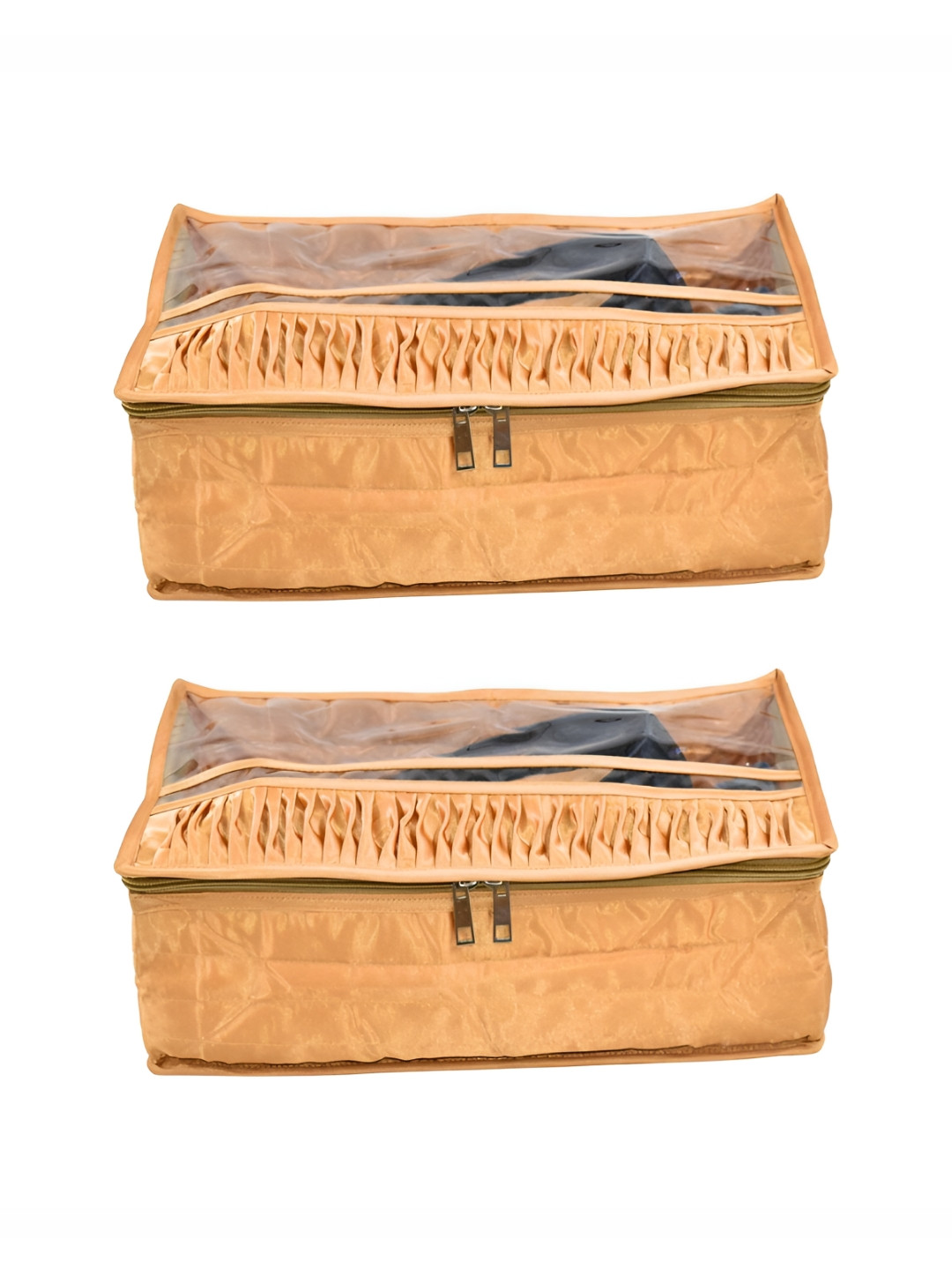 Ajabh Gold-Toned 2 Pieces Water Resistant Satin Shoe Cover Bag Organisers
