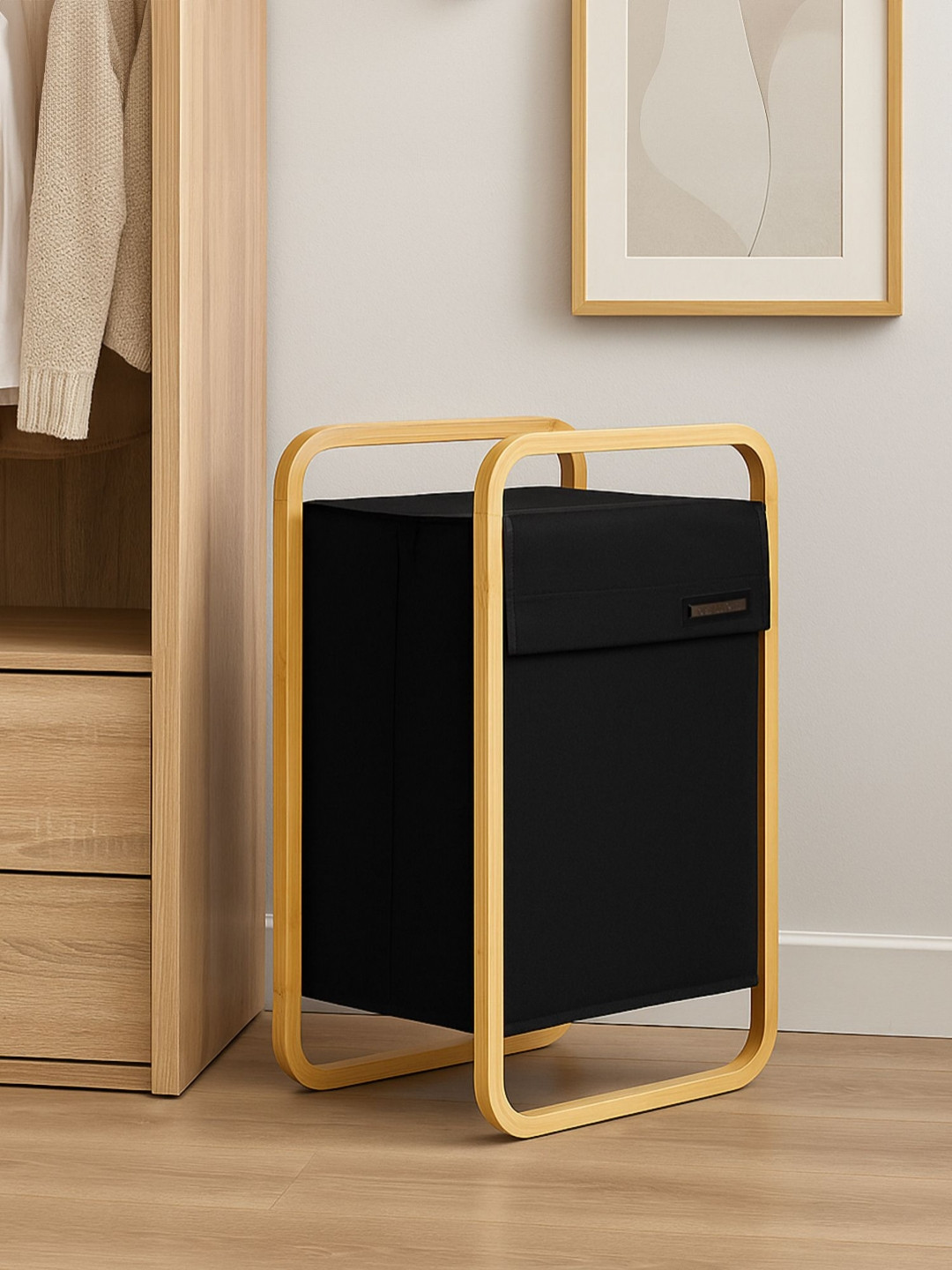 OBSESSIONS Black Large Foldable Laundry Storage Basket