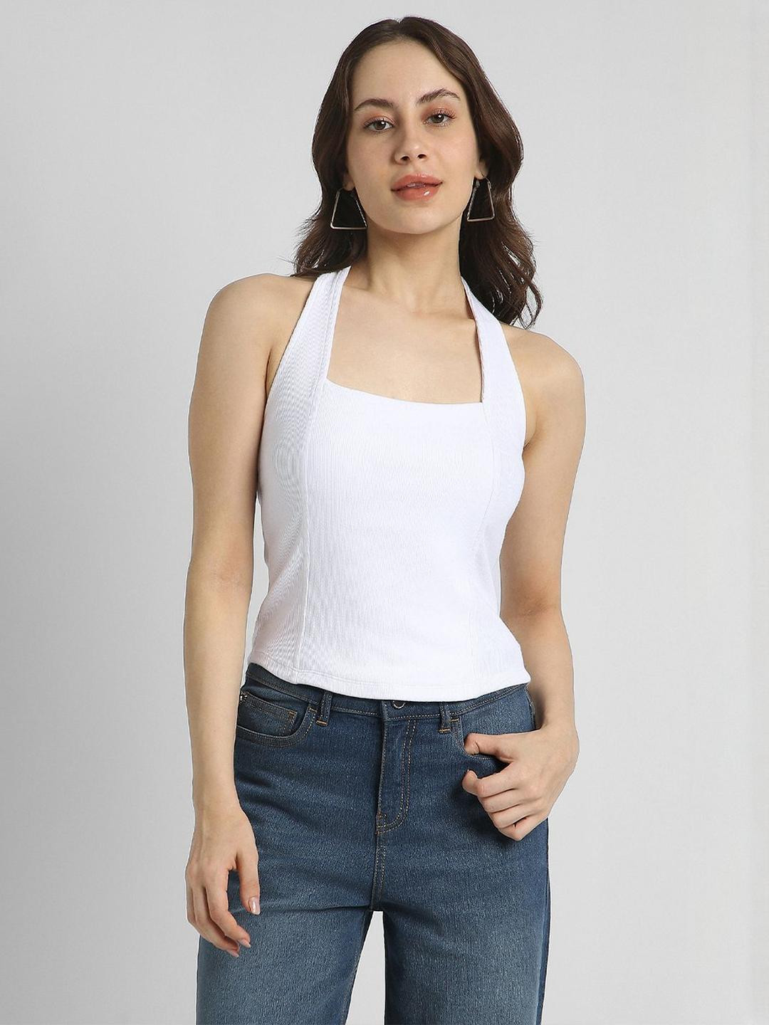 AMERICAN EAGLE OUTFITTERS Women Backless Halter Neck Fitted Top