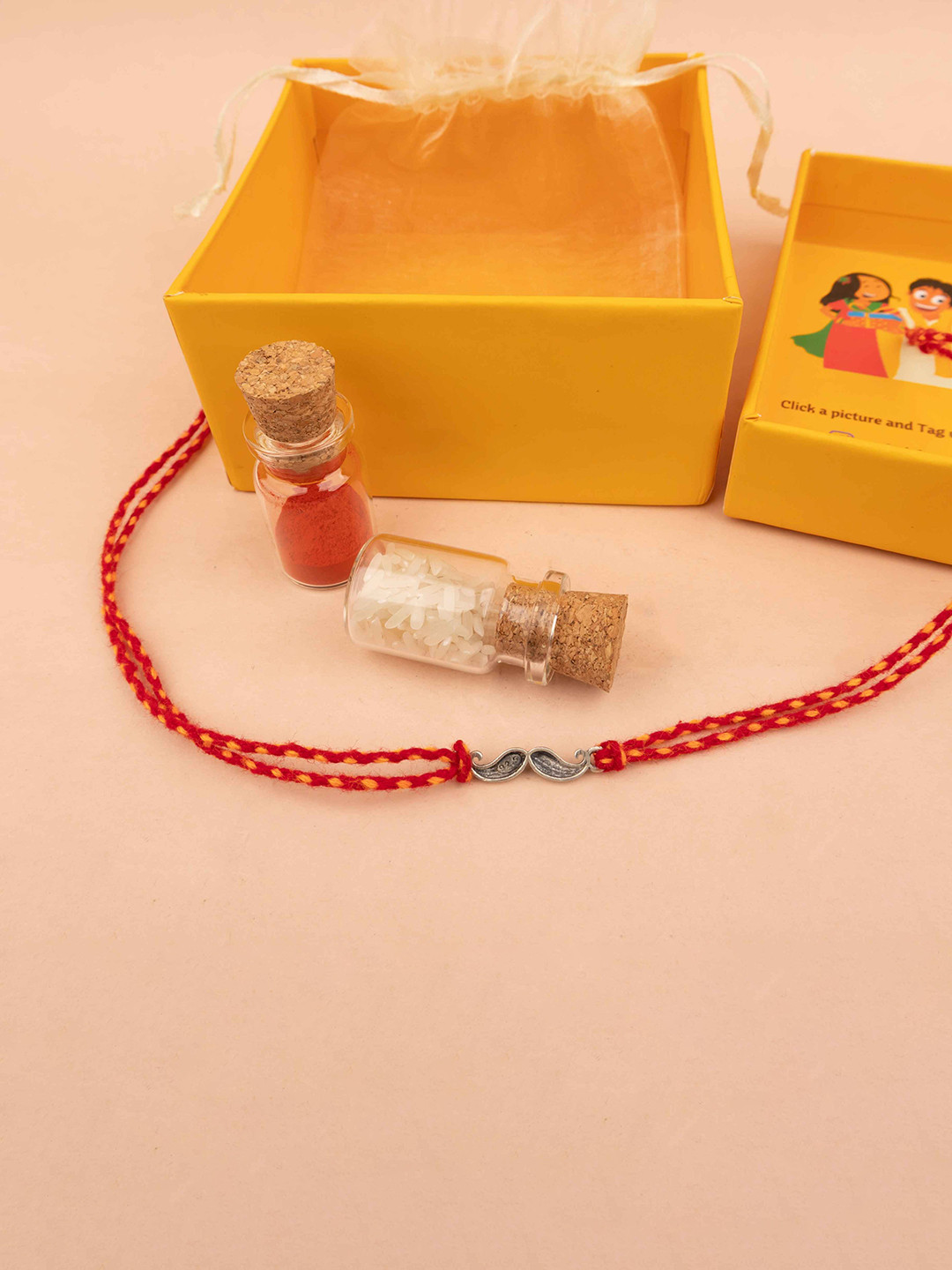 Shyle 925 Sterling Silver Moustache Swag Thread Rakhi