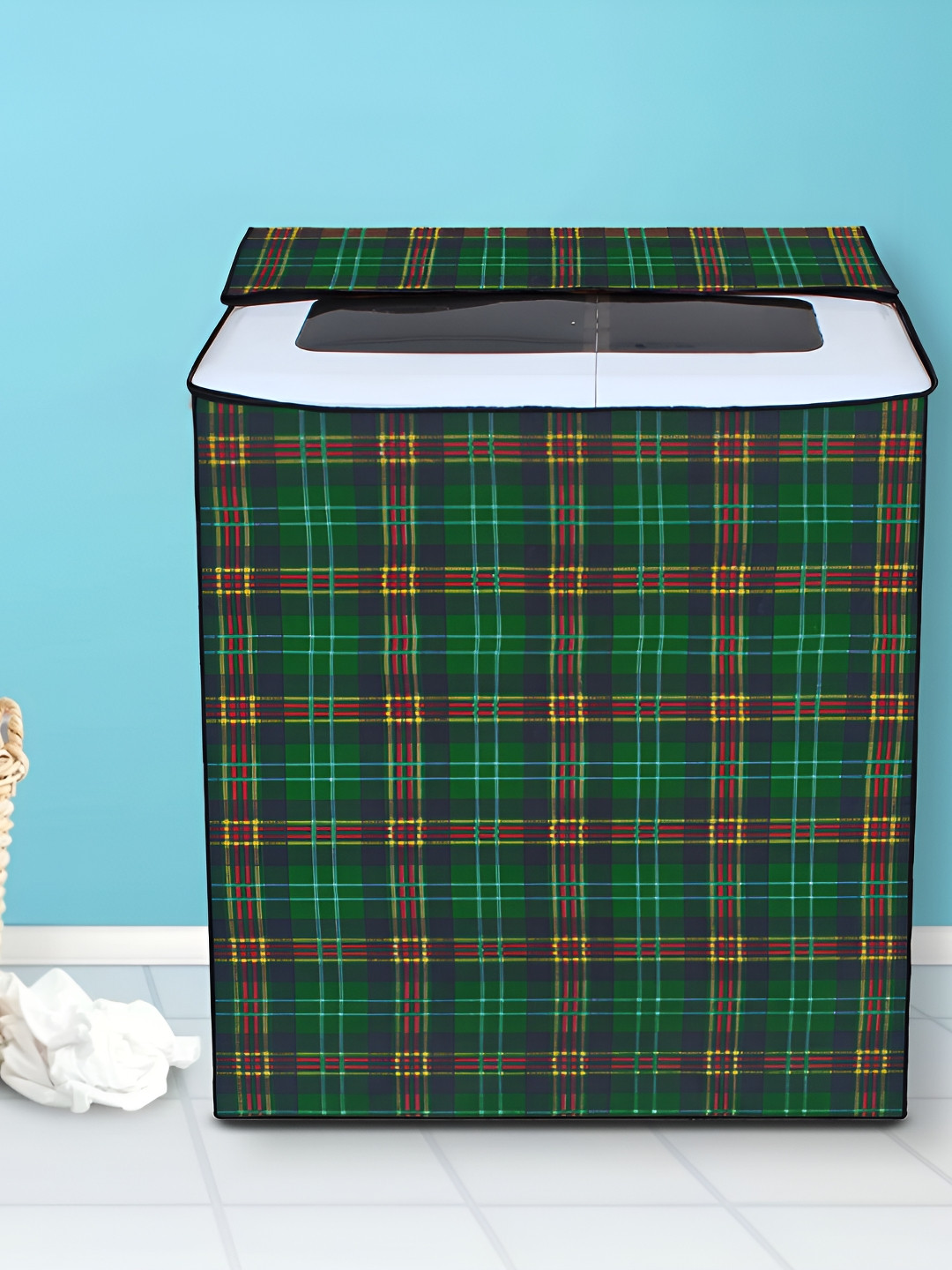 DREAM CARE Pink & Green Printed Semi-Automatic Washing Machine Cover
