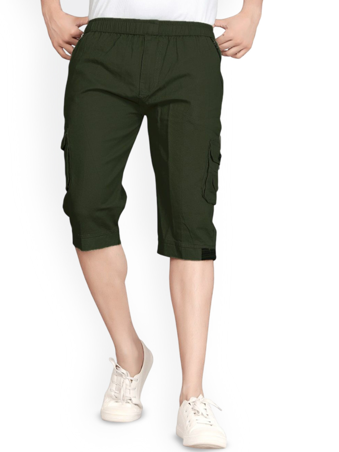 MARUTI ENTERPRISE Men Cotton Solid Mid-Rise Regular Fit Outdoor Cargo Shorts