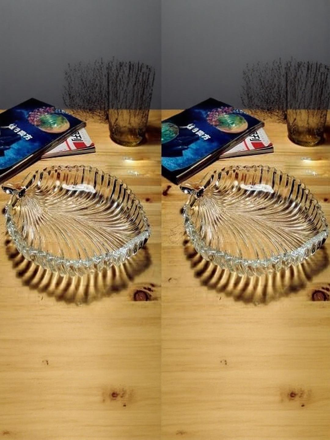 SOMIL Set Of 2 Floral Glass Plates