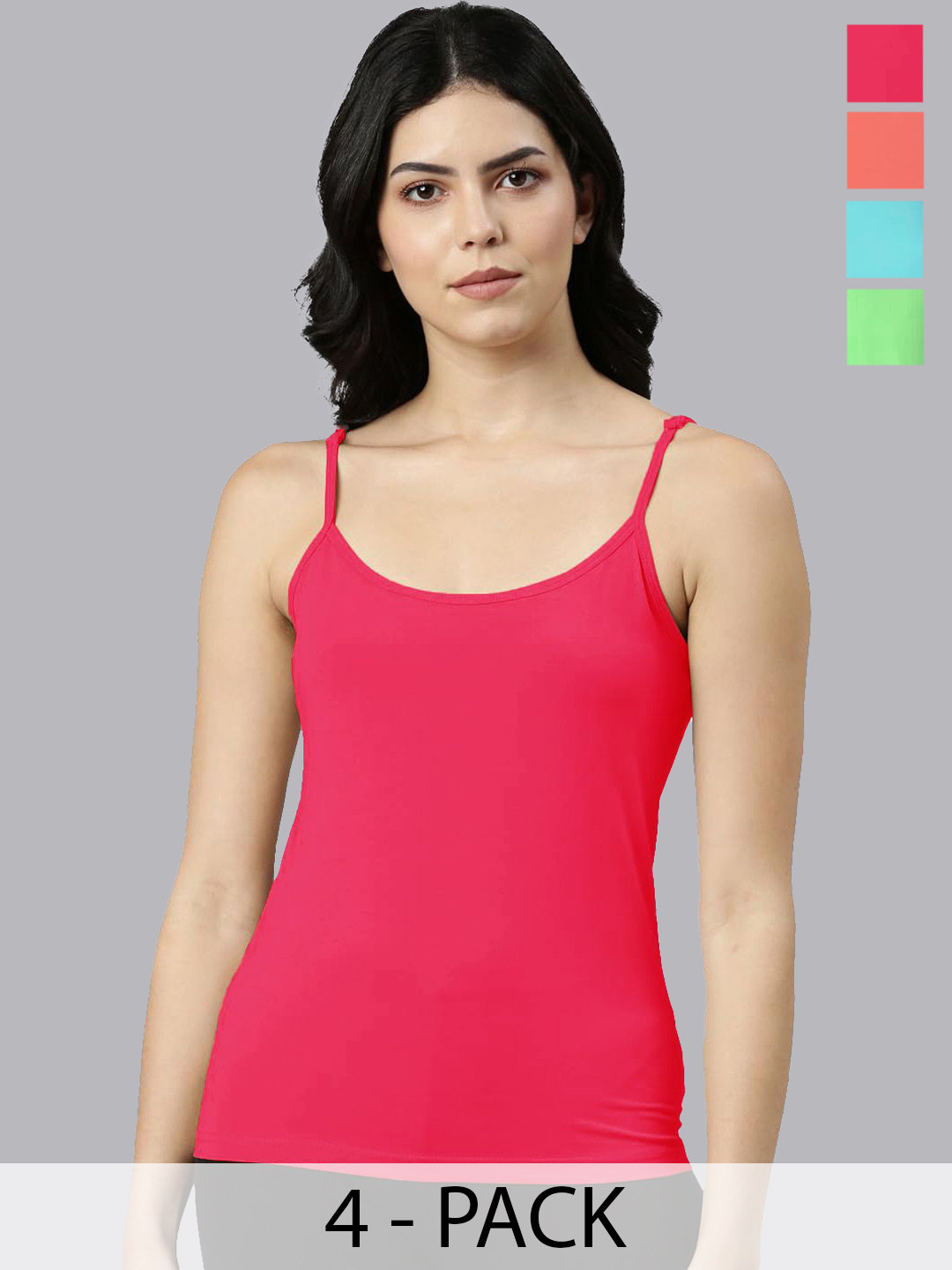 Rupa Jon Pack Of 4  Round Neck Pure Cottom Camisole