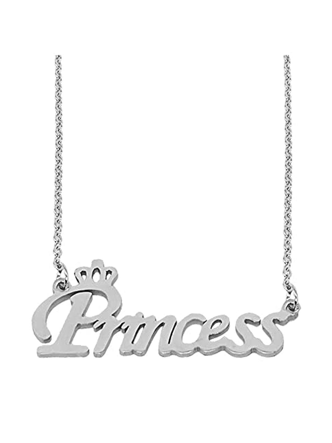 Airtick Silver-Plated Contemporary Princess Name Letter Pendant with Chain