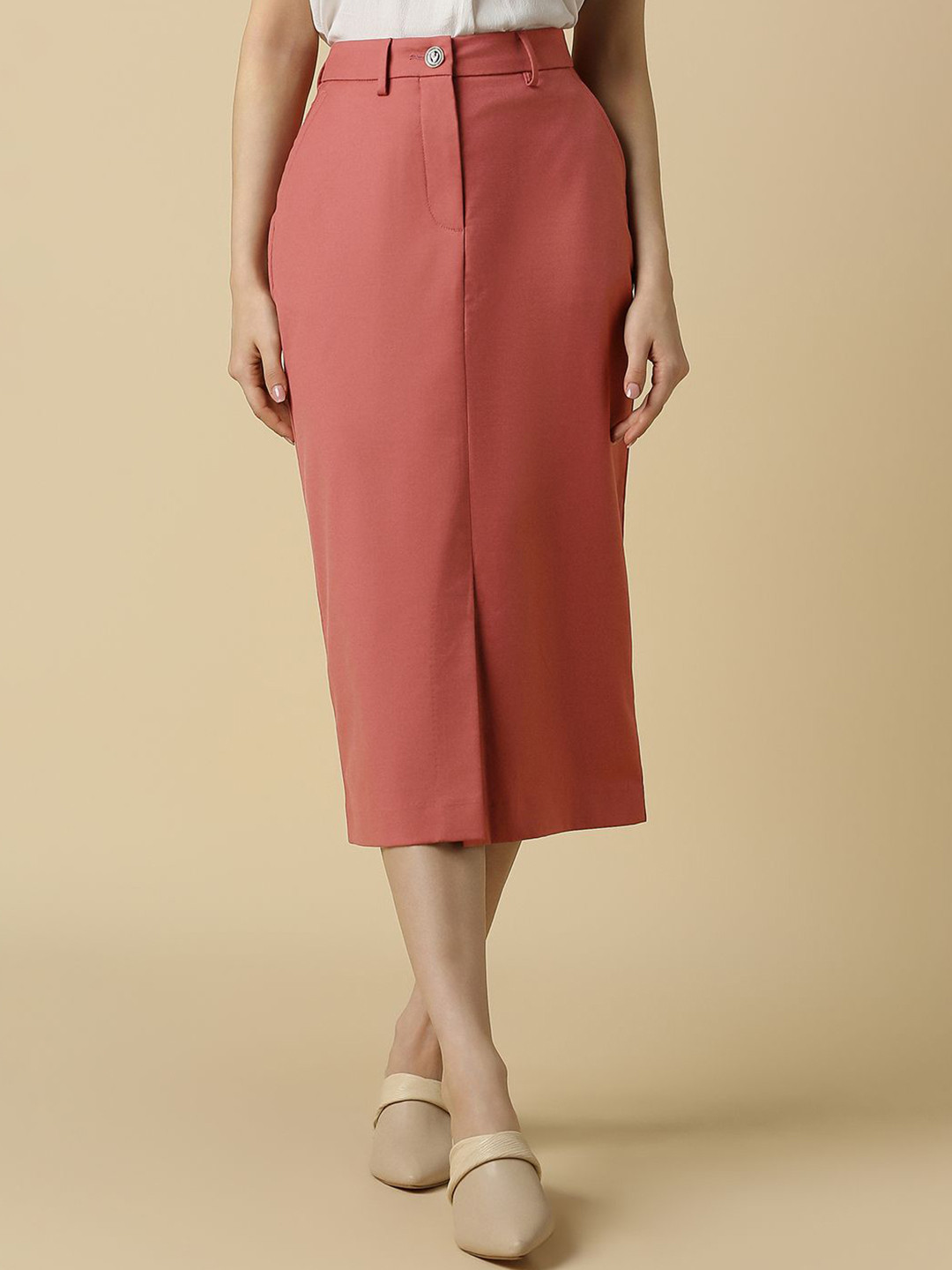 Allen Solly Woman Straight Midi Formal Skirt
