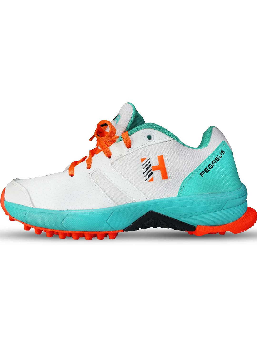 HEEGA Green Marking Leather Cricket Sports Shoes