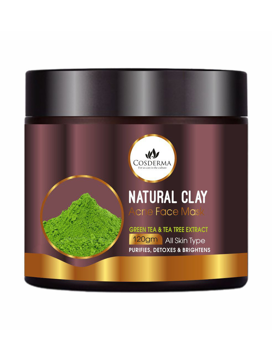 COSDERMA Natural Clay Acne Face Mask With Tea Tree Oil - 120 g