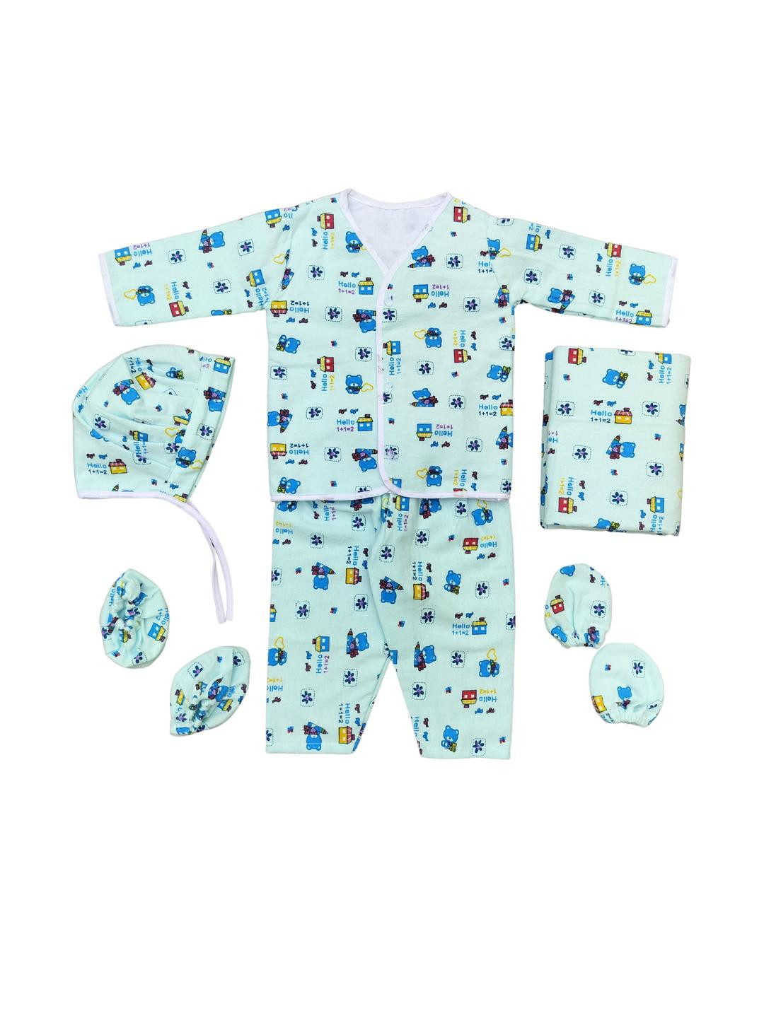 junior drive Make Your Baby Comfortable Infant 6 Pc Printed Cotton Baby Apparel Gift Set